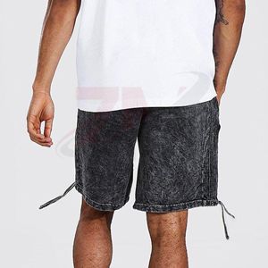 Shorts de bain d'été pour hommes en coton épais délavé à l'acide, style vintage basketball, hip-hop, brodés, à motifs unis, taille unique - Product Image 2