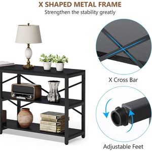 Long Modern Luxury <b>Console</b> <b>Table</b> Solid Wood with Mirrored Stainless Steel Top <b>for</b> Living Room <b>Entry</b> Farmhouse Hotel Decoration - Product Image 6