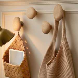 Perchero de Pared Redondo de Madera Ecológico Moderno, Organizador de Abrigos y Sombreros sin Perforaciones para la Entrada del Hogar y el Dormitorio - Product Image 3