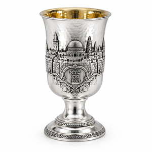 Collection de coupes Kiddush de luxe en acier inoxydable finition argent sterling, design traditionnel, durables, légères, faites à la main, OEM juif - Product Image 2