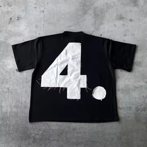 T-shirt unisexe oversize noir 100 % coton streetwear avec imprimé lettres blanches, manches courtes, col rond, séchage rapide, respirant, coupe jersey - Product Image 4