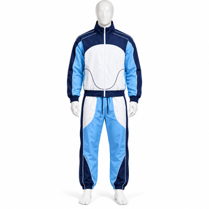 Conjunto deportivo cortavientos de talla grande hecho a medida, 100% poliéster, ligero, transpirable, de secado rápido, de dos piezas para hombre - Product Image 1