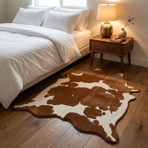 Tapis en laine de luxe en forme de vache, fait main, imprimé animal, tufté, pour la décoration de chambre - Product Image 4