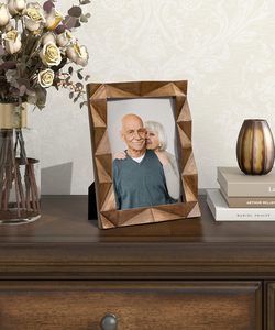 den Farmhouse <b>5</b> <b>x</b> 7 Photo <b>Frame</b> Handmade Carved Design with Rustic Walnut-colored Finish Gifts - Product Image 3