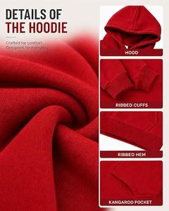 Nuevas Sudaderas con Capucha de Cuello en V para Hombre, Modernas, 100% Algodón, Impermeables, Forro Polar, Color Liso, Casuales de Invierno, con Bolsillos, Corte Regular, Ecológicas, Teñidas - Product Image 6
