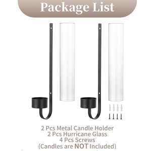 Ensemble de 2 porte-bougies muraux en fer faits à la main, durables, design moderne noir pour la décoration de la maison et de mariage - Product Image 4