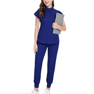 Conjunto de Uniforme Médico Azul Marino para Mujer, Pantalones y Blusa de Algodón y Poliéster, Ropa de Trabajo para Enfermeras - Product Image 2