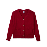 Damen Rosa V-Ausschnitt Strickjacke Langarm Einfarbig Lässig Knopfleiste Vordertasche Regular Fit Winter ODM Schlicht