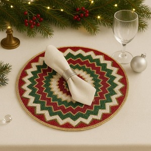 Manteles Individuales Resistentes con Cuentas, Estilo Indio, Hechos a Mano, Redondos, para Mesa de Comedor, Bodas y Fiestas, Bordados - Product Image 2