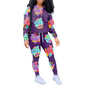 ชุดเสื้อผ้าสองชิ้น เสื้อแจ็คเก็ตมีซิป เสื้อสวมหัวพร้อมกางเกงเอวยางยืดและกระเป๋า ชุดวอร์ม ชุดลำลอง - Product Image 1