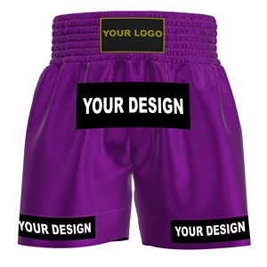 Shorts de Muay Thai en tela satinada premium, con logo personalizado, transpirables, ligeros, para entrenamiento en el gimnasio, con cintura elástica, para hombres y mujeres. - Product Image 1