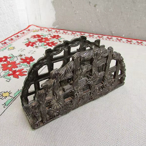 Vintage Ornate Metal Napkin Holder, <b>Retro</b> Table <b>Decor</b> - Product Image 1