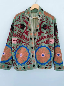 Wholesale Reversible Vintage Embroidered Floral Pattern 100% <b>Velvet</b> Bomber <b>Jacket</b>-Eco-Friendly Windproof Autumn/Winter Cotton - Product Image 1
