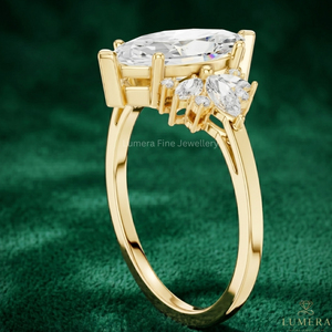 Bague de fiançailles de luxe en or rose plaqué avec diamant de laboratoire pour femme, bijou floral de mariage, cadeau de mariée - Product Image 4