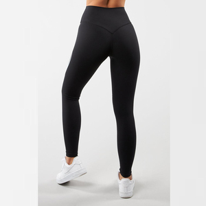 Leggings personnalisés à dos en V et effet froncé aux fesses, taille haute, pour le sport, la gym et le yoga, avec fermeture élastique, en Spandex/Nylon uni - Product Image 6