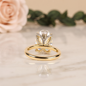 925 Sterling <b>Silver</b> Oval Cut Moissanite <b>Ring</b> 18K Gold Plated Prong Setting <b>Solitaire</b> Design VVS Stone Luxury Engagement Wedding - Product Image 3