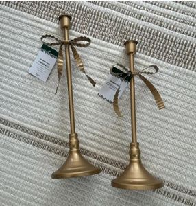 Golden <b>Brass</b> <b>Candlestick</b> Holder Set of 2 Taper Candle Holders for Christmas Home Decoration Durable Metal Stand - Product Image 1