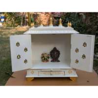 Temple sacré rectangulaire en bois artisanal durable pour la prière à domicile, structure de culte religieux pour Diwali, dédié à la rétirée murale