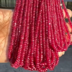 Piedras Preciosas de Rubí Longido Natural de 3-5 mm, Cuentas Facetadas en Forma de Rondelle, Rubí Rojo Natural, Cuentas Talladas para Joyería - Product Image 1