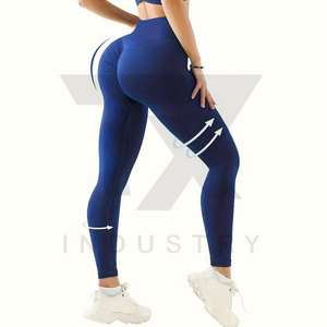 High Waist Ribbed Yoga <b>Leggings</b> Full Length Seamless Spandex/<b>Nylon</b> Four-Way Stretch Quick Dry Eco-Friendly Breathable Women - Product Image 3