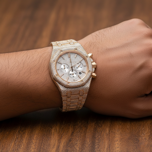 Reloj Cronógrafo de Lujo con Incrustaciones de Moissanita, Estilo Diamante, en Acero Inoxidable Dorado, Resistente al Agua, Proveedor de Relojes de Pulsera - Product Image 6