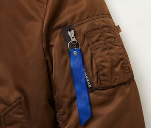 <b>Men's</b> Brown <b>Bomber</b> <b>Jacket</b> Zipper Closure Turn-down Collar Casual Windproof Outerwear Regular Fit Polyester Material - Product Image 5