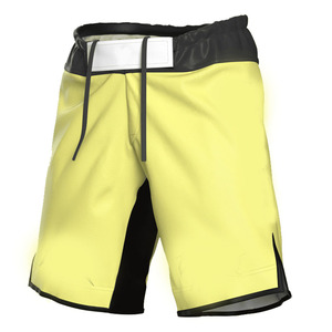Shorts de boxe jaunes pour hommes, taille élastique, respirants, en polyester, pour l'entraînement et les combats, toutes saisons - Product Image 1