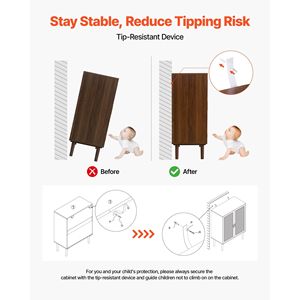 Mobiletto in Rattan con Ripiani Regolabili e 2 Ante Magnetiche, Credenza Decorativa con Gambe in Legno per Soggiorno - Product Image 6