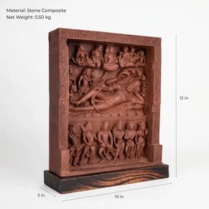 Sculpture ancienne d'Anantasayana Vishnu |   Réplique de sculpture sur pierre hindoue du Vème siècle, provenant d'un musée - Product Image 2