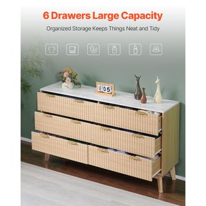 Cómoda Moderna Minimalista de 6 Cajones con Dispositivo Antivuelco Deslizante y Construcción de Madera - Product Image 4