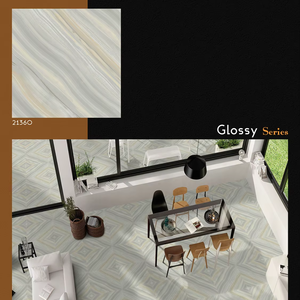 Azulejos de Cerámica para Piso con Aspecto de Mármol Geométrico de la Serie Glossy de 400x400 mm – Diseño Gris Moderno (21360) Azulejos de Cerámica Brillantes para Piso - Product Image 1