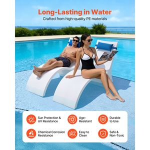 Set di 2 Lettini Galleggianti per Piscina con Poggiatesta, Materasso ad Acqua Appesantito per Profondità di 15 Pollici - Product Image 3