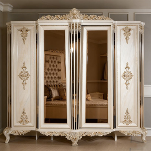 European Classical Turkish Style Bedroom Furniture Set Solid Wood Premium Velvet Tufted <b>Wardrobe</b> Nightstands King Size - Product Image 6