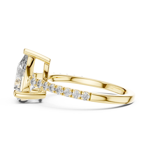Anillo de Diamante Cultivado en Laboratorio con Corte Pera de 2 Quilates Mínimos, con Piedras Laterales de 0.28 Quilates, Chapado en Oro Amarillo de 18 Quilates con Rodio, Certificado, para Compromiso o San Valentín - Product Image 3