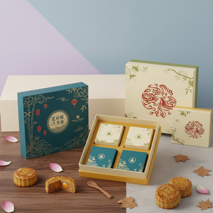 High Quality Custom Printing Personalized <b>Box</b> Mid Autumn Festival Mooncake Gift Packaging <b>Box</b> with Rigid Paper Structure - Product Image 1