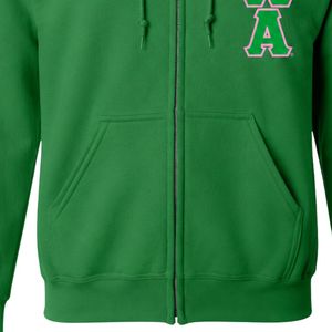 Sudadera con capucha verde de cierre completo con diseño gráfico de tres letras, chaqueta de algodón y forro polar, manga larga, estilo casual y urbano para mujer - Product Image 4