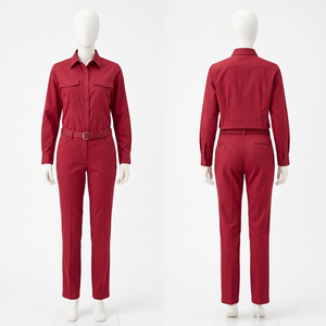 Premium 280 GSM Cotton Polyester Twill Women Workwear Uniform <b>White</b> Zip Front Utility Jacket <b>Cargo</b> Pant Custom Embroidery - Product Image 5
