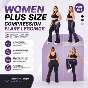 <b>Flare</b> Leg Printed <b>leggings</b> Women's High Waist Compression Pants Gym Training Slimming Trousers Ladies Plus Size <b>Flare</b> <b>Legging</b> - Product Image 5