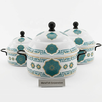 Islamisches Geometrisches Emaille-Kasserolle-Set, Isolierter Speisewärmer im Arabischen Stil, Servierschale aus Edelstahl, Küchengeschirr, Hotpot