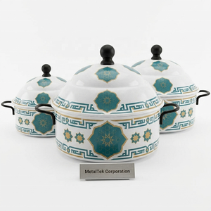 Ensemble de casseroles isothermes en émail à motifs géométriques islamiques, style arabe, pour garder les aliments au chaud, en acier inoxydable, ustensiles de cuisine, plat de service, marmite - Product Image 3