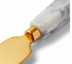 <b>Cheese</b> <b>Knife</b> <b>Set</b> With Marble Handle Gold Stainless Steel <b>Cheese</b> Tools Serving Cutlery For <b>Cheese</b> Serving Use And Hotel Use - Product Image 2