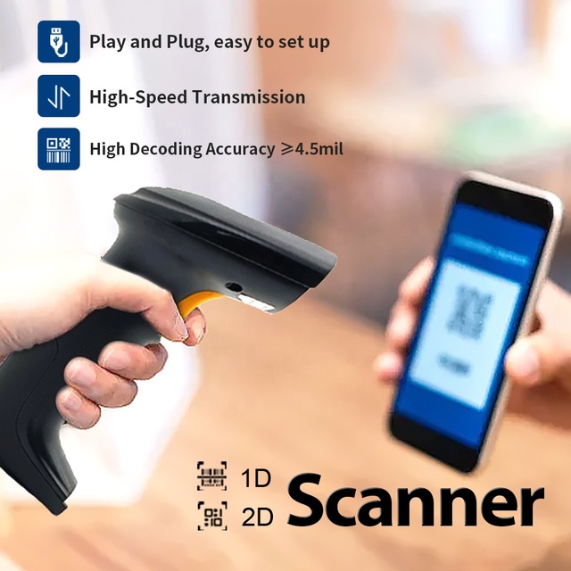 JR-710 Series Handheld Wired/Wireless/Usb 1D&2D Barcode Scanner CMOS Scanning Qr Code Barcode Scanner for Inventory