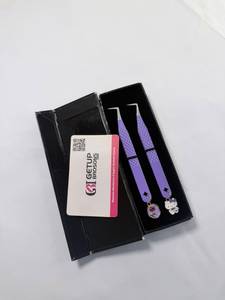 Pince à épiler GETUP BROSONS IMPEX GBI-EET-3290e4fns 90 Boot Purple Star pour extensions de cils, en acier inoxydable, à fibres lisses et de précision - Product Image 1