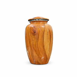 Natural Wood Grain Finish Metal Urns for Ashes Elegant <b>Memorial</b> Keepsake Metal Urns for Home Display and Remembrance - Product Image 1