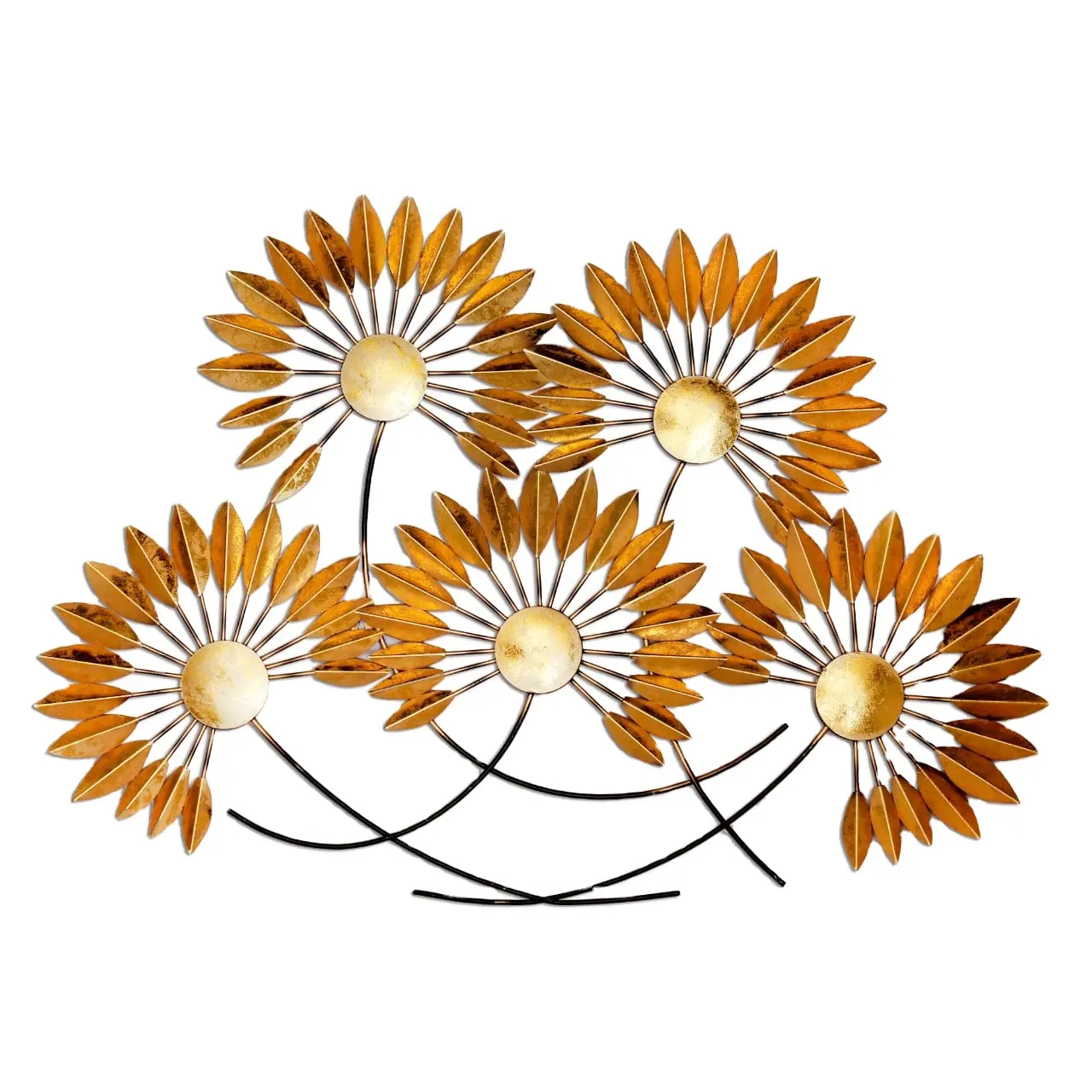 Custom Design Metal Five Flower Wall Art Decor and Home Decor Items Manufacturer Indian Factory