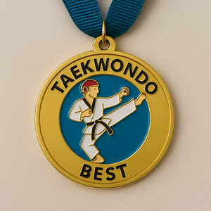 Medallas de Taekwondo Personalizadas para Eventos Deportivos, de Aleación de Zinc, Chapadas en Oro, con Impresión UV y Esmalte Suave - Product Image 4