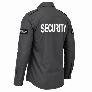 Chemise d'uniforme de garde de sécurité personnalisée à manches longues, boutonnée, couleur unie, pour homme - Product Image 6