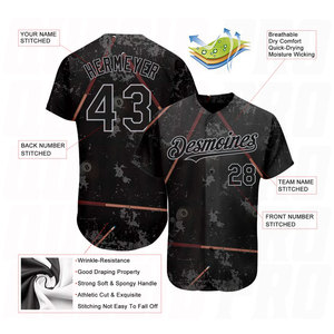 เสื้อเบสบอลแท้ลายพิมพ์ 3 มิติสีดำเทาแบบกำหนดเองสำหรับบิลเลียดสนุกเกอร์ 8 บอล - Product Image 3