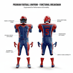 Latest Design Sublimation Printed Team Wear Short Sleeve Padded American Football Uniforms High Quality Protective Football Kits - Product Image 2