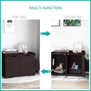 Lettiera Intelligente per Gatti in Stile Legno Marrone, Ampio Spazio Interno, Facile da Pulire, Toilette per Gatti, Comodino di Lusso, Tavolino Realizzato in PP PC, Taglia XXL - Product Image 6